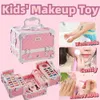 Beauty Fashion Kit de maquillaje para niños para niñas pequeñas, 49 piezas, lavable, real, con estuches de cosméticos, regalos de cumpleaños 231007