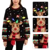 Women's Sweaters Women LED Light Up Holiday Sweater Christmas Cartoon Reindeer Knit Pullover Top 231007