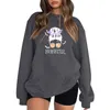 Kvinnors hoodies Lossa fast färg halloween glasögon flicka tryck dropp axel ärm huvlös sudaderas de mujeres sudadera mujer