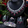 Necklace Earrings Set 2023 Water Droplet Colorful Crystal Bridal Wedding 4-piece Cubic Zirconia Women's Jewelry