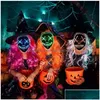 Party Masks Halloween Mask Mixed Color LED Masque Masquerade Neon Maske Light Glow in the Dark Horror Glowing Masker Drop Delivery Hom Dhyzp