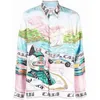 Nieuwe Casablanca raceshirts met print Siciliaanse zeilbootkust Hawaii shirt met lange mouwen DBFY173x