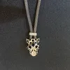 collana di gioielli di lusso in argento sterling 925 per donna e uomo, collana con ciondolo leopardato