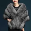 Women's Fur Faux Fur 2023 Winter Faux Fur Coats luxury fox fur imitation mink fur poncho bridal wedding dress shl cape women vest fur coatL231007