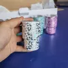 2 unz 3 unz Glass Glass Mini Cup Leopard Gepard Disign Mub Izolowany stal nierdzewna słoma Tubllerzy Śliczne kubek sublimacja kleja G1007