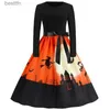 Theme Costume 2023 Autumn Gothic Halloween Comes for Women Vintage Dress Props Print Long Sleeve Scary Cosplay Party Dresses Disfraz jerL231007