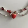 Chokers Strawberry Necklace Pearls Pärled Y2K Halsband Choker Vackra glas Beaded Necklace justerbar 231006