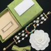Vintage pérola multi-camada corrente charme pulseiras designer de moda g carta pulseira para mulheres jóias festa pulseira com box242x