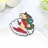 Brooches Cartoon Deer Elk Snow Mountain Skiing Christmas Enamel Pins Badge Small Brooch Women Fashion Party Jewelry Gifts
