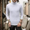 Pulls pour hommes Pull à col roulé côtelé pour hommes pour hommes Slim Fit Pull tricoté Couleur unie Chemise Blouse Mâle Vêtements Jumper