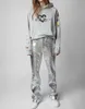 مصمم ZV Women Zadig Voltaire Hoodie Love Love Printing Sweater Inner Zadig Fleece Hoodie Sweater عالية الجودة بالجملة