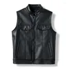 Gilets pour hommes Hommes Gilet Noir Biker Moto Hip Hop Gilet Mâle Faux Cuir Punk Veste Sans Manches