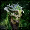 Party Masks Steampunk Elf Fl Face Mask Halloween Cool Head Led Latex Cyberpunk Cosplay Mascara Carnival Masquerade Glow Drop Delivery Dhmrl