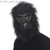 Party Masks Black Gorilla Latex Mask Vuxen Full Face Funny Animal Mask Halloween Party Cosplay Costume Props Realistic Headgear Q231007