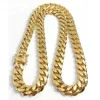 10mm 12mm 14mm Miami Cuban Link Chain Mens 14K Banhado A Ouro Correntes Alta Polido Punk Curb Aço Inoxidável Hip Hop Jewelry256N