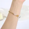 Link Bracelets 2023 Europa i Stany Zjednoczone Bransoletka do podwójnej pisowni Ladies Natural Crystal Crushed Kamienna Stal nierdzewna