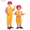 Theme Costume Halloween Christmas Cosplay Parent-Child Clown Come Props Party Stage Performance Fastfood Yellow Clown Clothing for KidsL231007