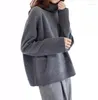 Kvinnors tröjor Höst och vinter Pure Cashmere Wool Laze Loose High-Necked Thick Sweater Short Pullover