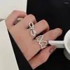 Cluster Rings BF Club 925 Sterling for Women Heart Bow Fashion Geometric Vintage Handgjorda oregelbundna ringfestgåvor