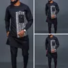 Tute da uomo Uomo africano Dashiki Manica lunga 2 pezzi Set Abbigliamento tradizionale africano Abito da uomo a righe Camicia maschile Pantaloni Tute M-4XL 231007