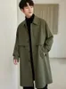 Jaquetas masculinas roupas casaco longo highend comprimento médio solto windbreakers estilo coreano moda joelho alta trincheira cor sólida casaco