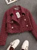 Abito a due pezzi Autunno Inverno Piccolo profumo Vintage Tweed Set a due pezzi Donna Monopetto Giacca corta in lana Cappotto Mini gonna Set 2 pezzi 231007