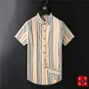 2021 Luxurys Desingers herrklänning Business Casual Shirt Sleeve Stripe Slim Masculine Social Fashion Plaid M-3XL#032505