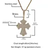Collier avec pendentif croix en diamant glacé de grande taille, ensemble en cuivre et Zircon, collier complet en diamant