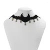Choker Hip Hop Trendy Black Velvet Moon Pentagram Tassel Tie Necklace Women Creative Halloween Party Personalized Jewelry Accessories