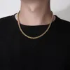 Colliers hiphop Chaîne de quille, collier en acier titane, chaînes de paniers de fleurs, chaîne en acier inoxydable, chaîne de clavicule, bijoux pour hommes et femmes