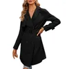 Women's Trench Coats Stylish Long For Women Double Breasted Closure Sleeve