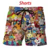 Mens Designer Summer Shorts Pants Fashion Cartoons Collage 80S 3D Printed DrawString Shorts Relaxed Unisex Homme Luxury Sweatpants210r