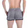 Comprar Boxer a cuadros en blanco y negro para hombre, pantalones de casa estampados para hombre a la moda, ropa interior con borde negro2228