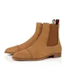 Designer Rivets män mode loubutin stövlar röda bottnar patent läder svart beige plattform sneakers utomhus tränare martin boot mens booties 39-47