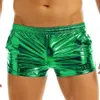 Mäns shorts Mens Shiny Metallic Low Rise Elastic Waistban Boxer Stage Performance Clubwear Costume Trunks Rave Party Clubwea256i