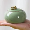 Storage Bottles Ceramic Teapot Home Accessory Household Canister Cookie Jar Sealed Supply Holder With Lid Alloy Leaves