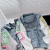 Kvinnors jackor 2023 vinter mode kvinnor denim jacka kappa stickad ärm brev tryck jaqueta femme abrigo streetwear