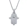 Mode-Hamsa main pendentif colliers pour hommes femmes main de Fatima diamants collier Judée arabe religieux protecteur bijoux réel go328z