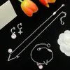 Roze Emaille Letter Hanger Rose Gouden Ketting ontwerpers voor Vrouwen zilveren Armband Kettingen Oorbel luxe sieraden huwelijksfeest cadeau met doos LVS25 --02