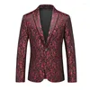 Men's Suits Men Suit Coat Pattern Bright Printing Fabric Contrast Color Collar Party Luxury Design Causal Fashion Slim Fit Blazer