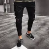 Mens Cool Designer Brand Black Jeans Skinny Ripped Destroyed Stretch Slim Fit Hop Hop Pants With Holes For Men271k