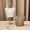 Evening Bags Mini Bucket Bag Grey Tote Genuine Leather Women Luxury Handbag Lady Cowhide Crossbody Small Woman Shoulder