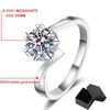 Solitaire Ring Smyoue 032 100 Echt voor Vrouwen Wit Verguld S925 Massief Zilver Luxe Gesimuleerde Diamanten Trouwring 231007