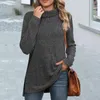 Blouses Femmes Femmes Tricoté Pull Col Roulé Côté Fendu Manches Longues Couleur Unie Coupe Ample Doux Chaud Automne Hiver Casual Dames Femme