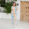 Calças de duas peças femininas Tie Dye Lounge Sports Wear 2 Outfits Tracksuit Fitness Rosa e Top Set Mulheres Pijama Chandal Verano Mujer