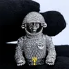 Designer smycken mens iskall astronaut främmande man anpassad hiphop 18k guld is bling diamant spaceman pendell