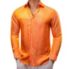 Camisas casuais masculinas luxo para homens seda cetim azul flor manga longa fino ajuste masculino blusas trun down colarinho tops roupas respiráveis