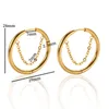 Ohrstecker 2 Teil/satz Edelstahl Kleine Hoop Für Frauen Gold Kreis Dicken Ohrring Piercing Quaste Mit Kette Schmuck