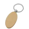 Porte-clés 200 pièces blanc ovale Ellipse en bois porte-clés bricolage Promotion porte-clés pendentif porte-clés étiquettes cadeaux promotionnels