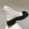 Nouvelles bottes à plateforme épaisses et robustes, chaussures à lacets en cuir, bottes de combat à talons bas, bottines Martin à la cheville, marques de créateurs de luxe, chaussures d'usine, taille 35-42